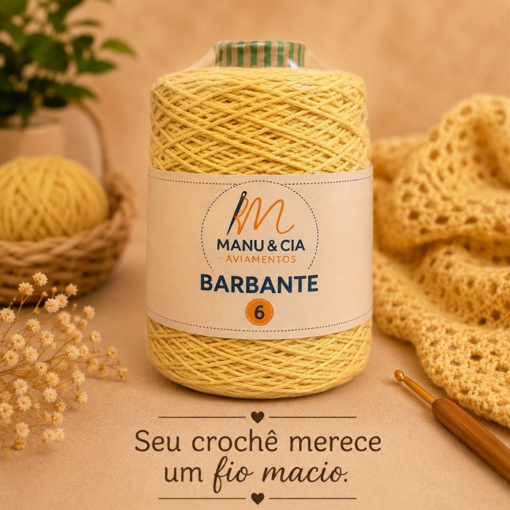 Barbante Amarelo Forte para Crochê Manu & Cia