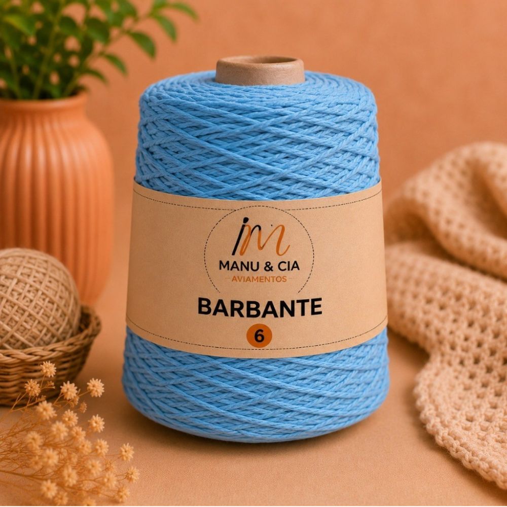 Barbante Azul Claro 500g para Crochê Manu & Cia