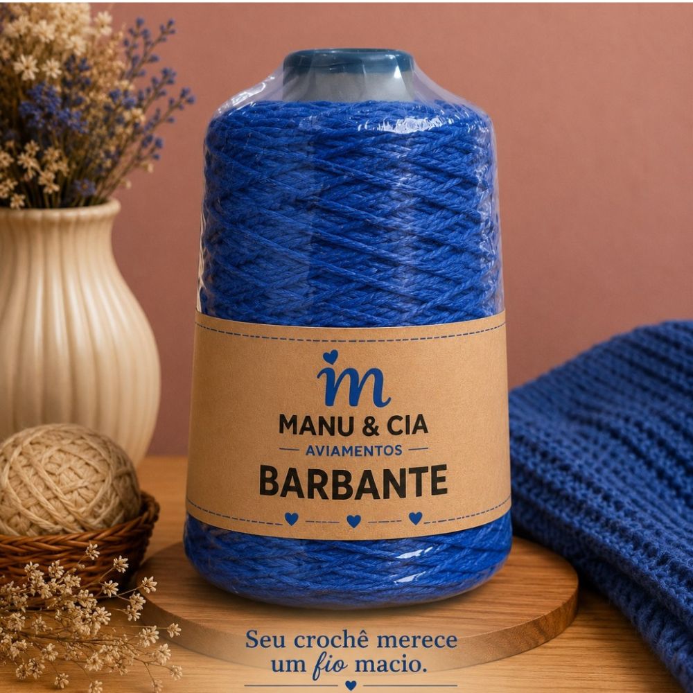Barbante Azul Royal 500g para Crochê Manu & Cia
