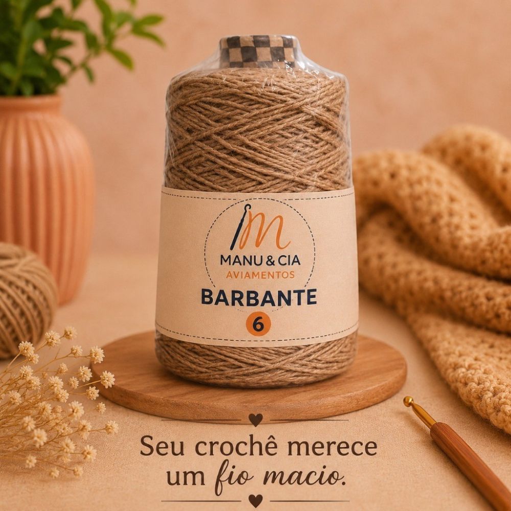 Barbante Marrom Claro 600g para Crochê Manu & Cia