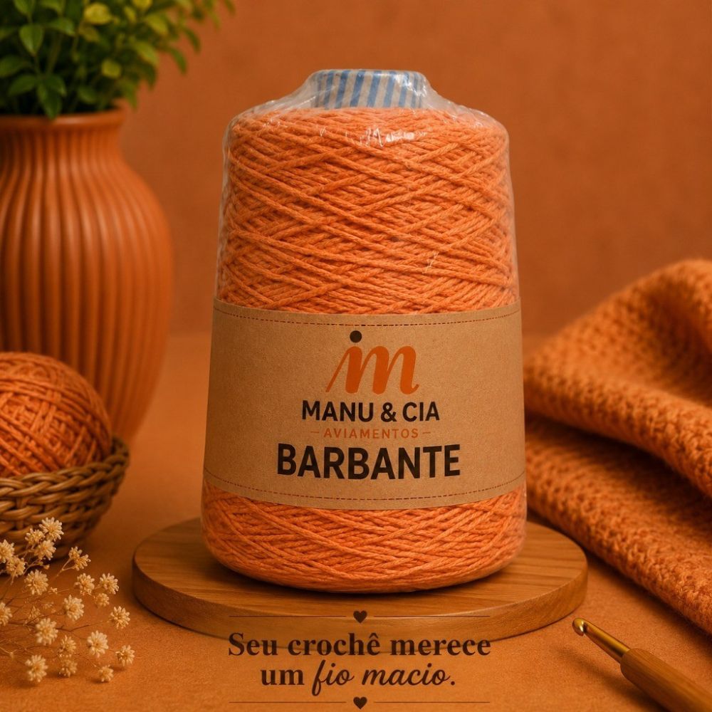Barbante Laranja 300g para Crochê Manu & Cia