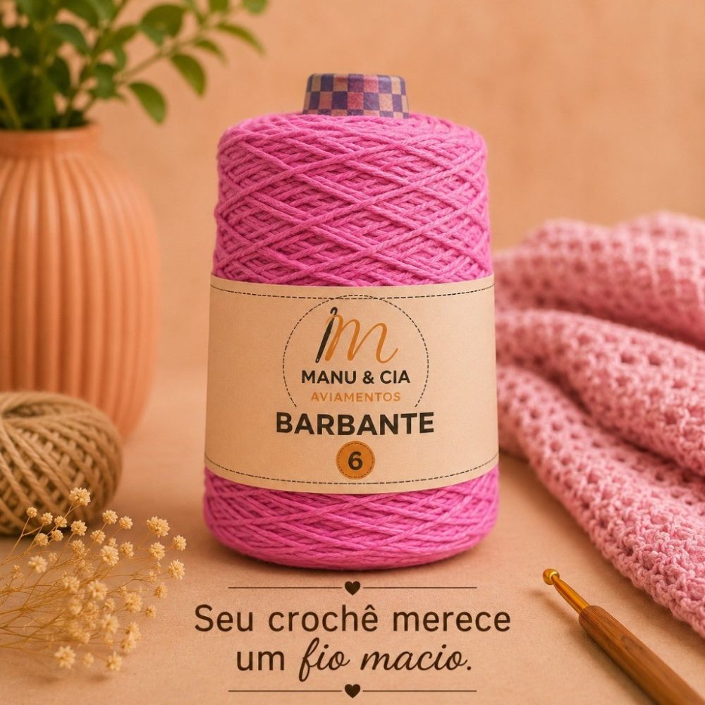 Barbante Rosa para Crochê Manu & Cia