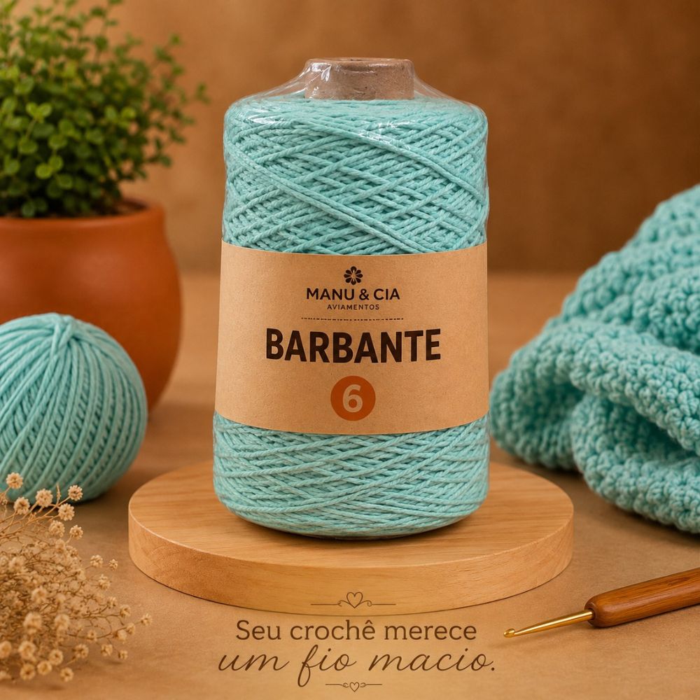 Barbante Verde Água para Crochê Manu & Cia