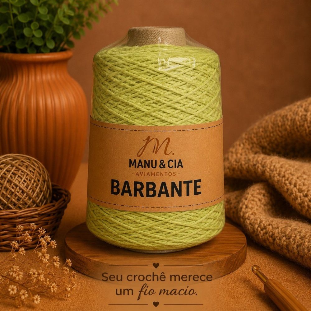 Barbante Verde Neon 300g para Crochê Manu & Cia