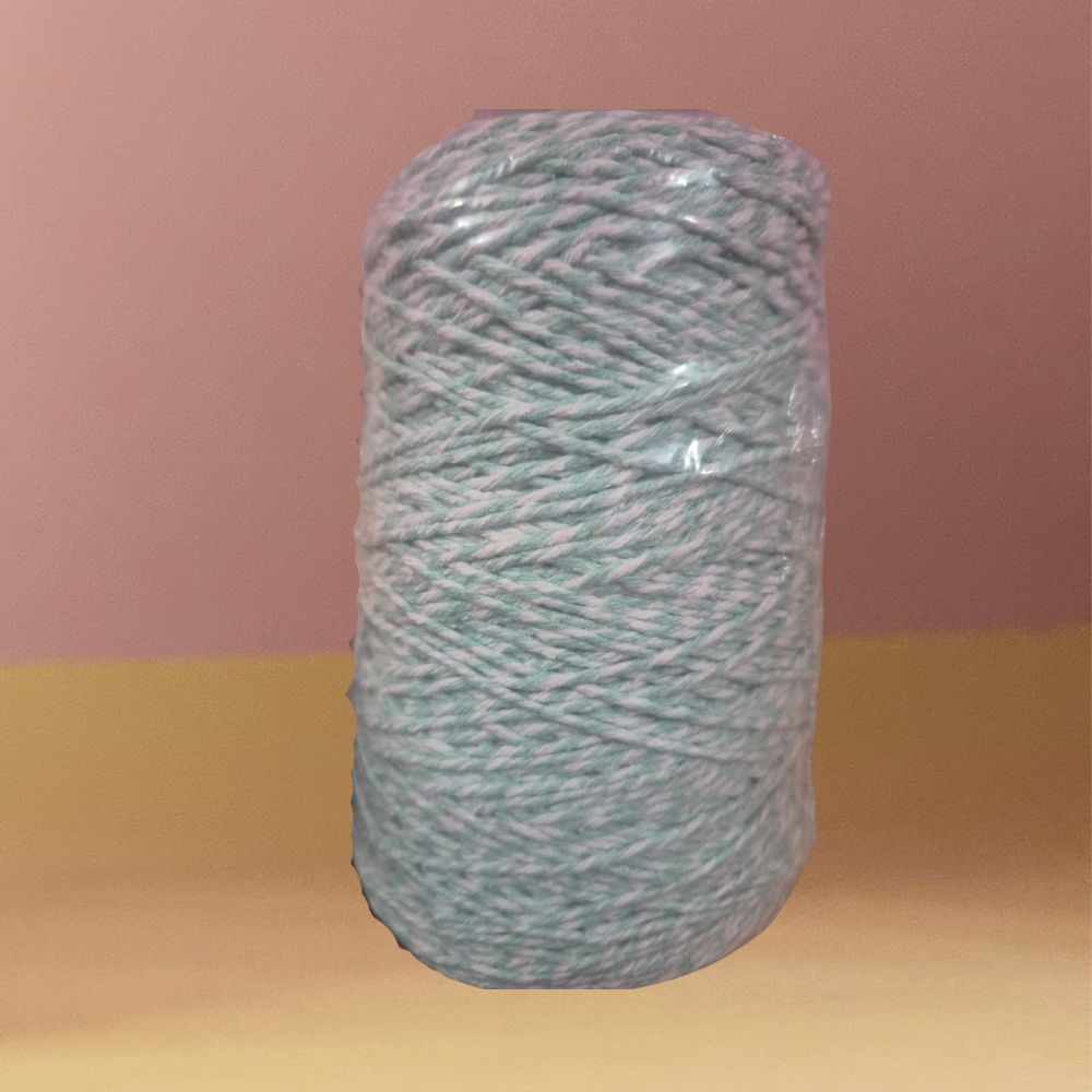 Barbante Mesclado 300g Água Cristalina (Branco/Verde Água) Nº6 Crochê | Fio Artesanato