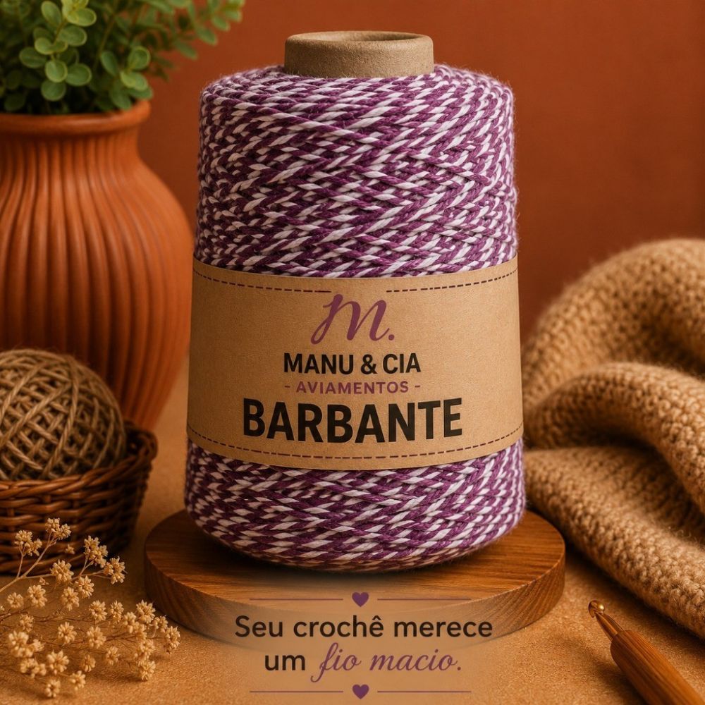 Barbante Mesclado 300g Ametista Intensa (Branco/Roxo/Beterraba) Nº6 Crochê | Fio Colorido Algodão Artesanato