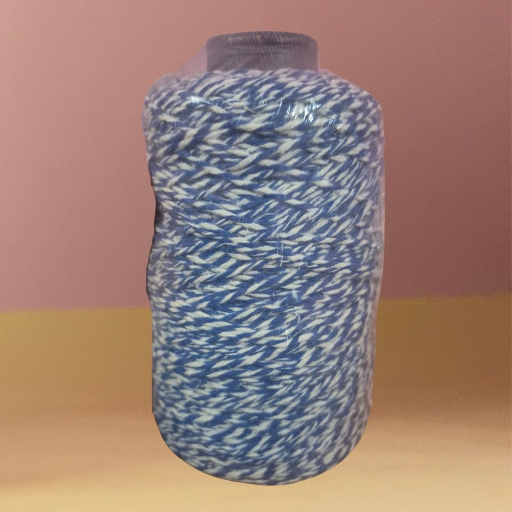 Barbante Mesclado Azul Royal Chic (Branco/Azul Royal) Nº6 Crochê | Fio Colorido