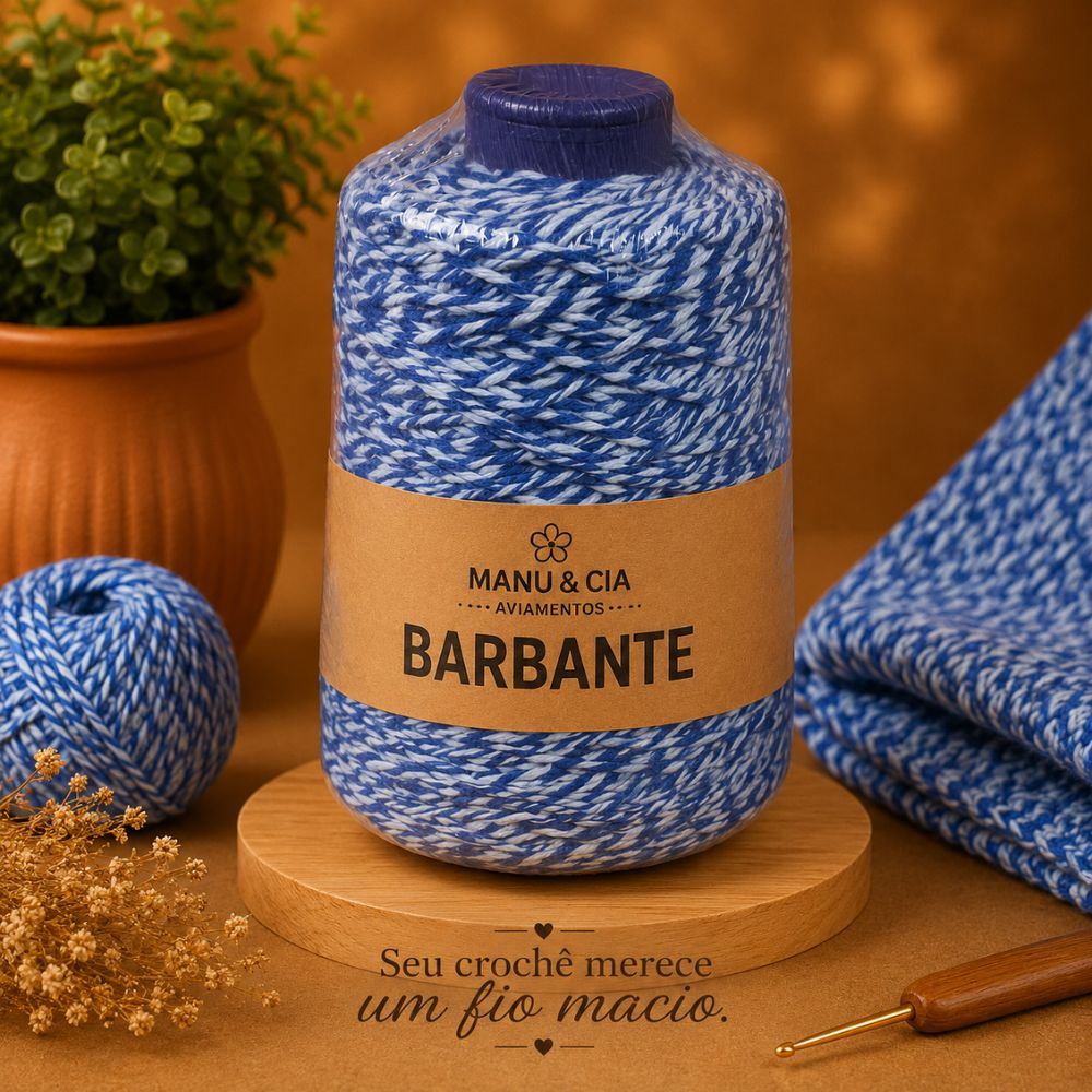Barbante Mesclado Azul Royal Chic (Branco/Azul Royal) Nº6 Crochê | Fio Colorido