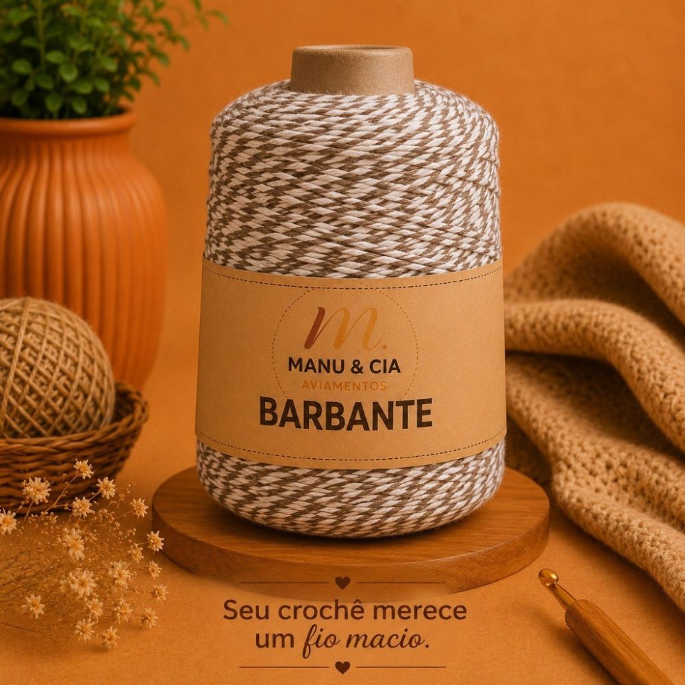 Barbante Mesclado Café com Leite (Branco/Marrom) Nº6 Crochê | Fio Artesanato Resistente
