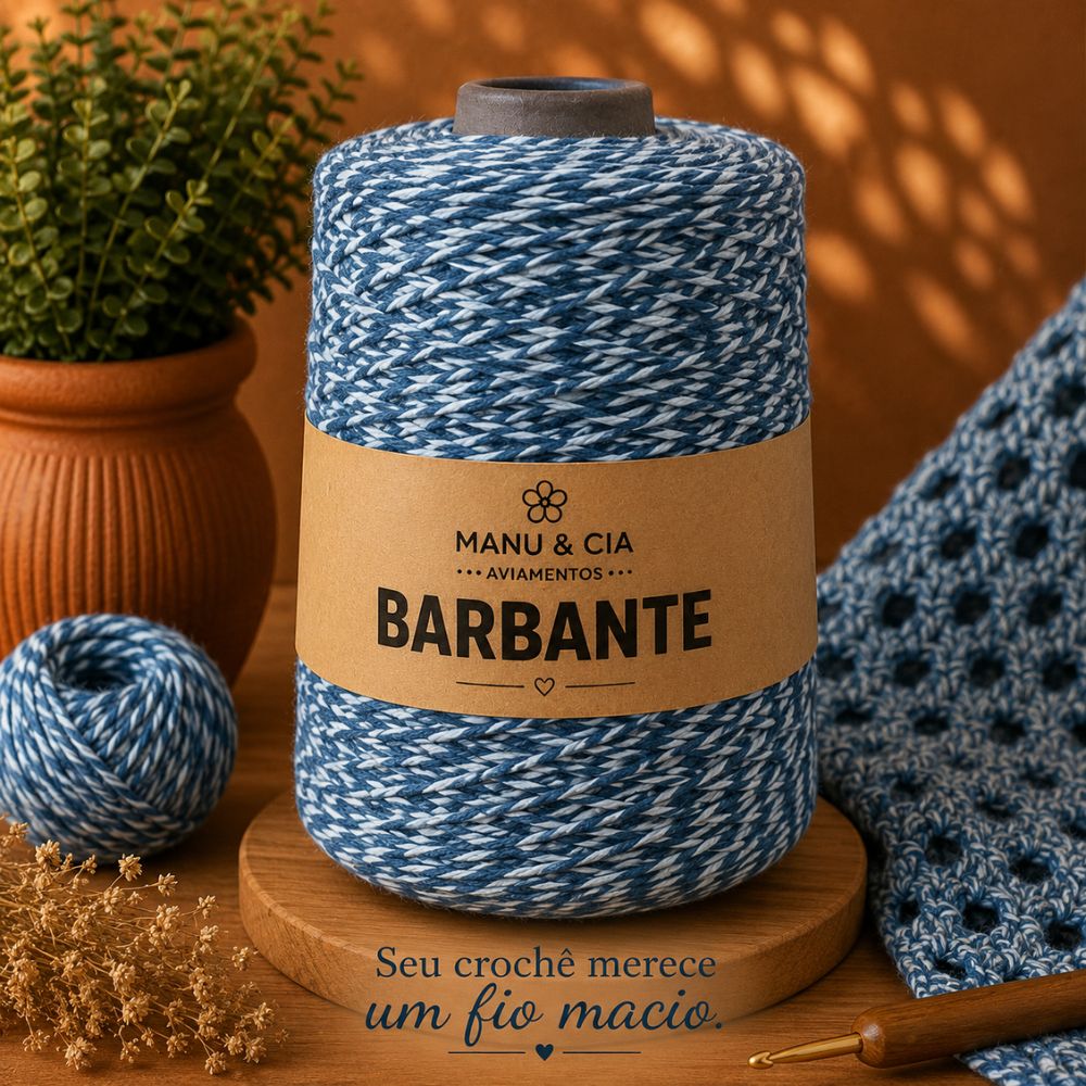 Barbante Mesclado Céu Claro (Branco/Azul) Nº6 Crochê e Artesanato | Fio Resistente