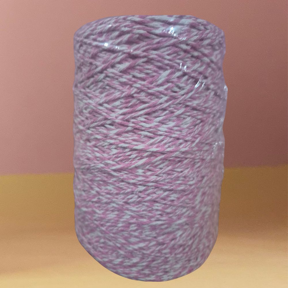 Barbante Mesclado 400g Clássico Delicado (Branco/Rosa) Nº6 Crochê e Bolsas | Fio Algodão