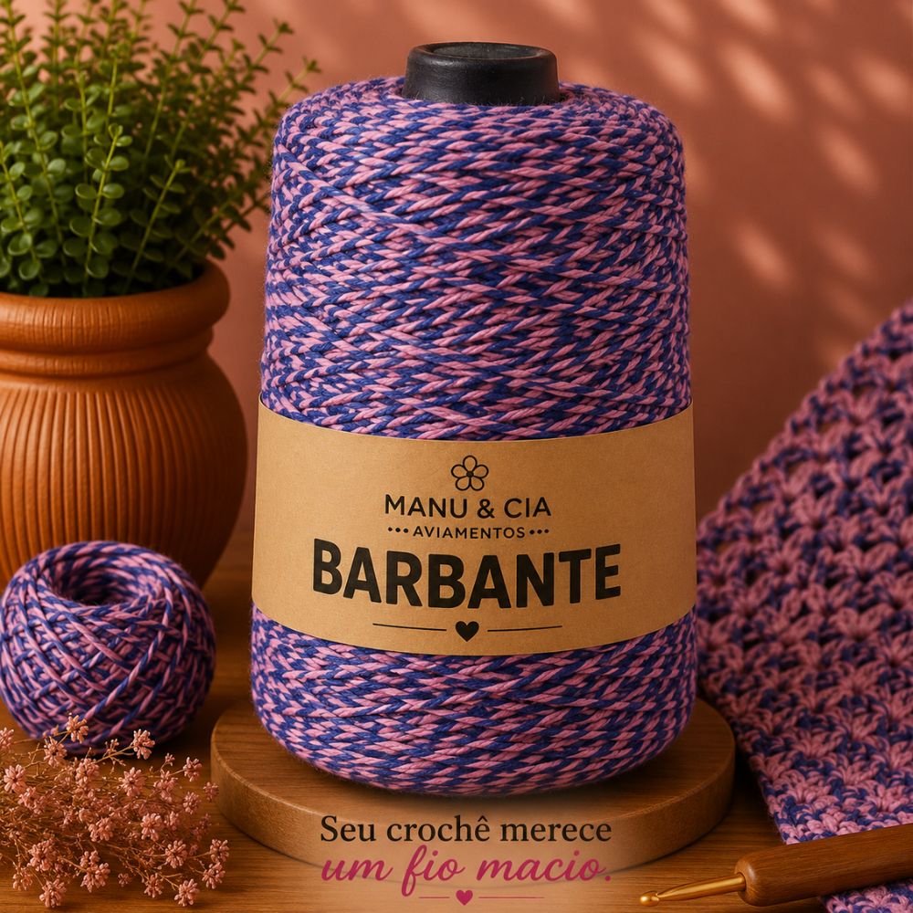 Barbante Mesclado 400g Doce Céu (Azul/Rosa) Nº6 Crochê e Artesanato | Fio Colorido Algodão