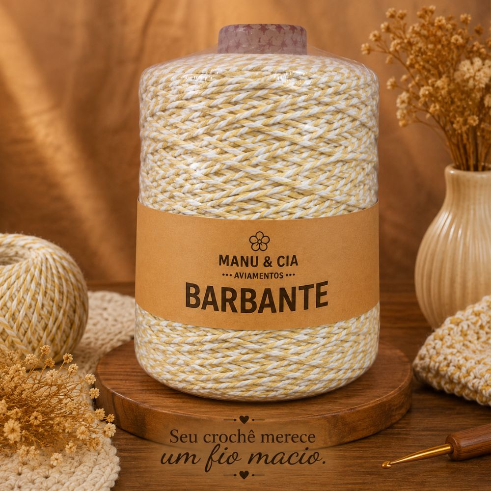 Barbante Mesclado Flor do Campo (Branco/Amarelo Claro) Nº6 Crochê | Fio Artesanato