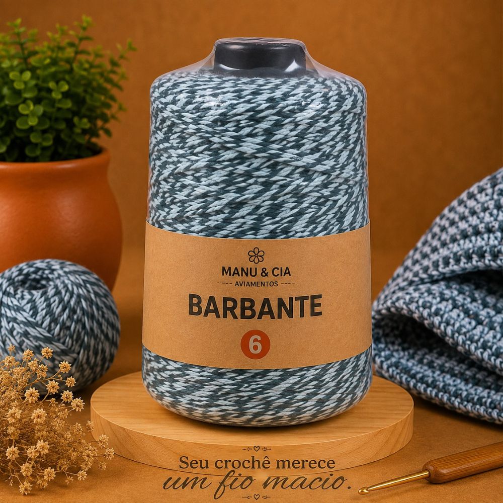 Barbante Mesclado 400g Oliva Natural (Branco/Verde Oliva) Nº6 Crochê | Fio Algodão