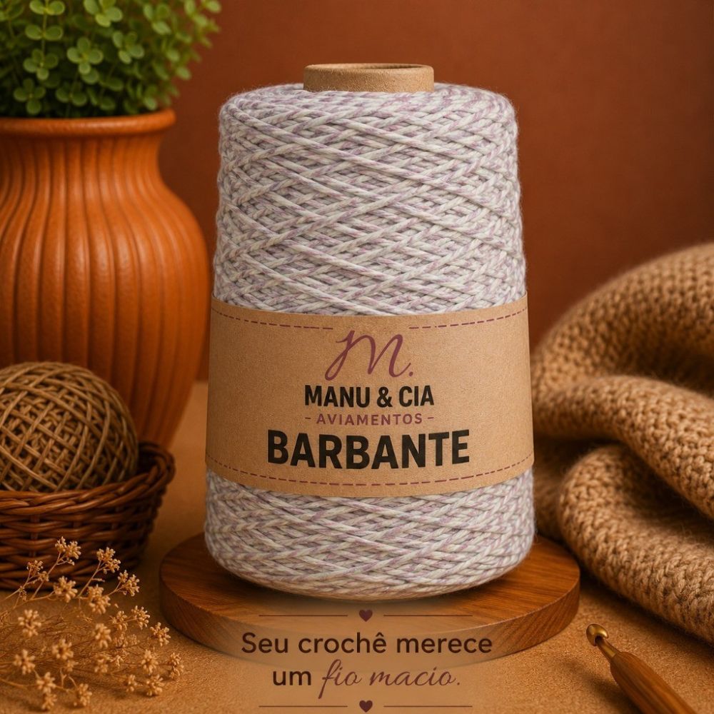 Barbante Mesclado 400g Rosa Delicado (Branco/Rosa Claro) Nº6 para Crochê | Fio Algodão