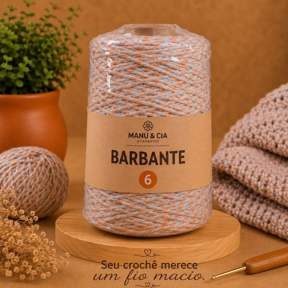 Barbante Mesclado 400g Salmão Suave (Branco/Salmão) Nº6 Crochê | Fio Algodão