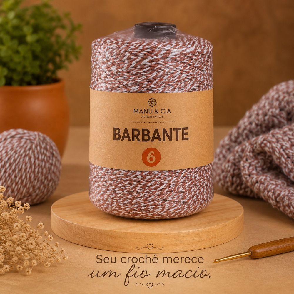Barbante Mesclado 600g Terracota (Branco/Ferrugem) Nº6 Crochê | Fio Artesanato