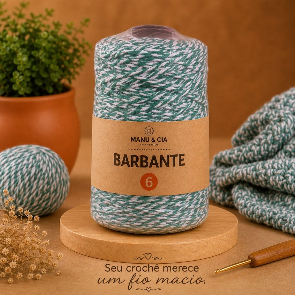 Barbante Mesclado 400g Verde Brasil (Branco/Verde Bandeira) Nº6 Crochê | Fio Artesanato
