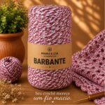 Barbante Mesclado Vinho Elegante (Branco/Vermelho Escuro) Nº6 Crochê | Fio Algodão