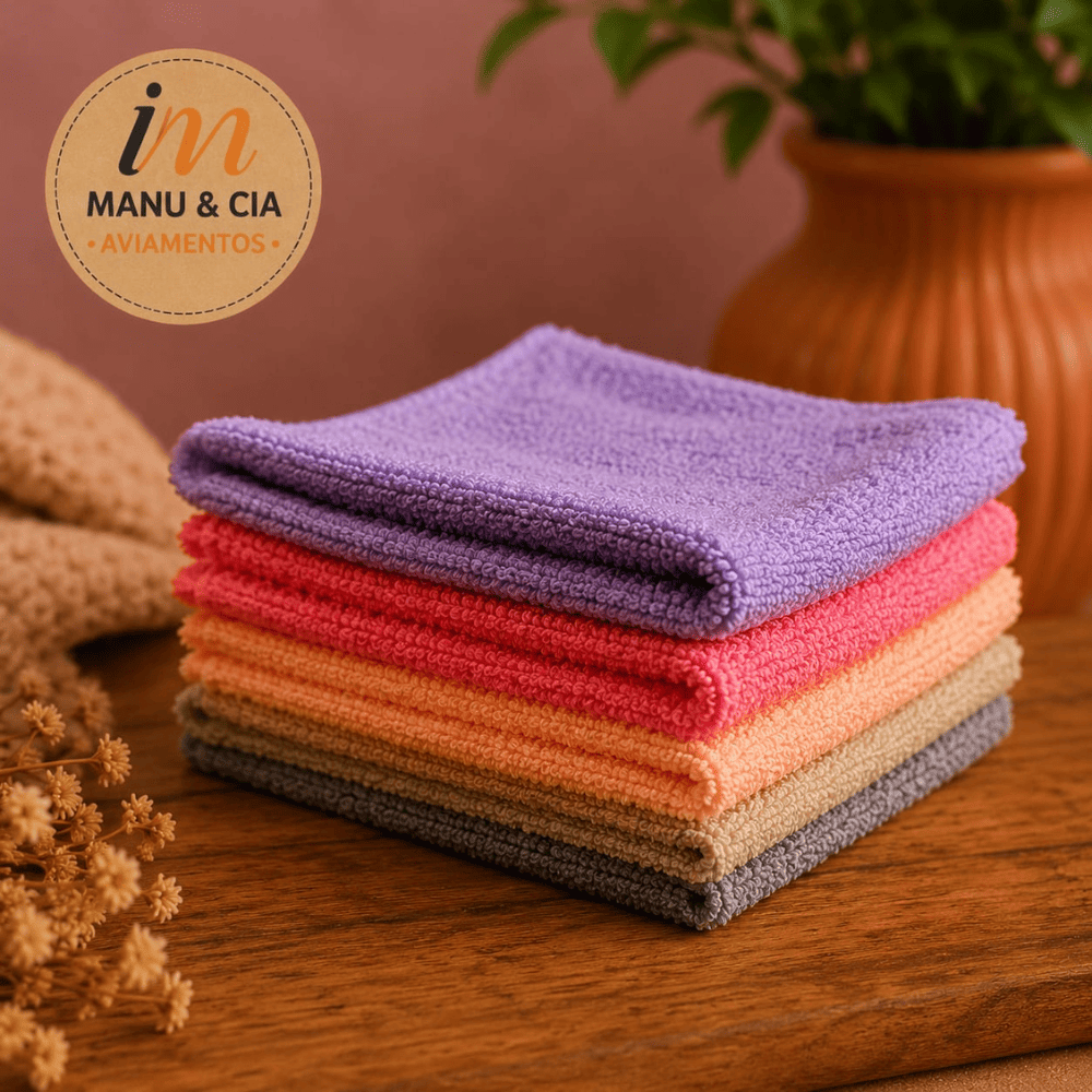 kit 10 Panos de Microfibra 30x30cm Muita Absorção 100% Poliéster Limpeza Multiuso