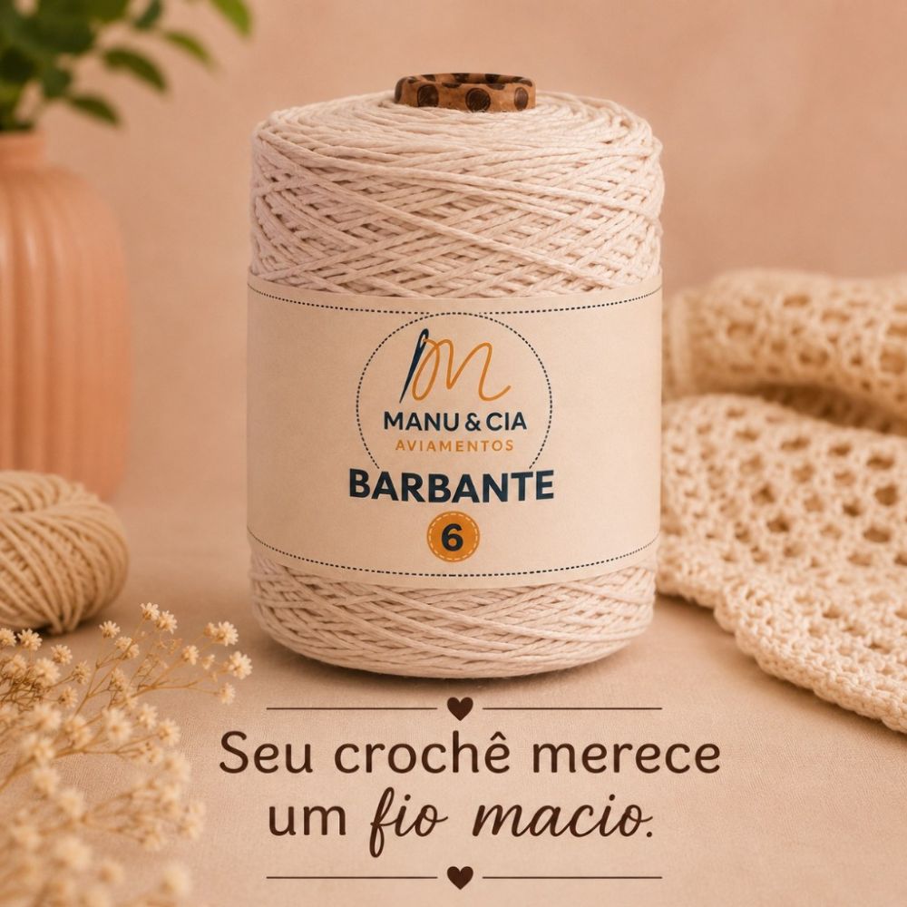 Barbante Crú Nº4 400g para Crochê | Fio Algodão Artesanato Resistente e Fácil de Trabalhar